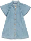 Zimmermann Crush Flutter Sleeve Denim Shirt In Blau