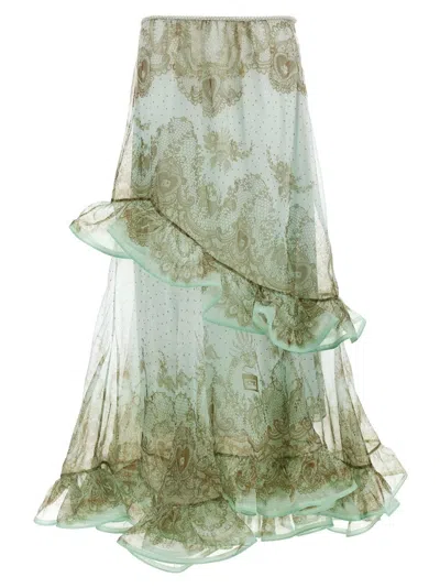 Zimmermann 'crush Flutter Maxi' Skirt In Green