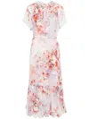 Zimmermann Light Red Floral Dress With Belt