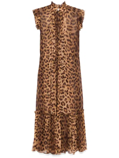 Zimmermann Crush Leopard-print Crepon Midi Dress In Multi