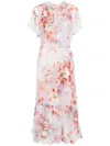 Zimmermann Light Red Floral Dress With Belt In Multicolor