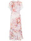Zimmermann Light Red Floral Dress With Belt In Pink & Purple