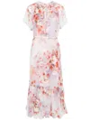 Zimmermann Light Red Floral Dress With Belt In Red