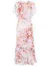 Zimmermann Light Red Floral Dress With Belt In Red