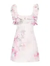 Zimmermann Crush Frill Cutout Ruffled Floral-print Linen Mini Dress