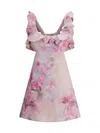 Zimmermann Crush Frill Mini Dress In Multi