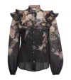 Zimmermann Crush Frill Sleeve Floral Blouse