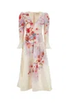 Zimmermann White Floral Linen Midi Dress Ciara