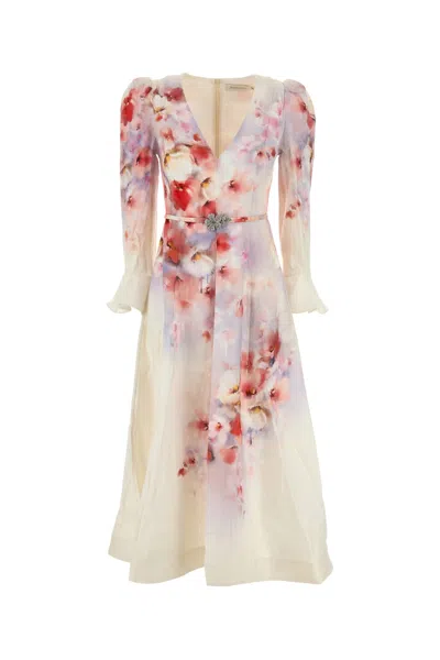 ZIMMERMANN ABITO CRUSH IN LINO STAMPATO  DONNA