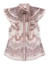 Zimmermann Crush Frilled Fitted Blouse In Pink