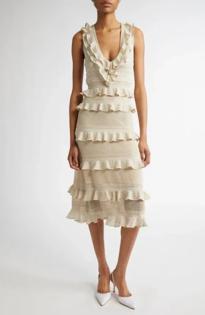 Zimmermann Crush Frilled Sleeveless Sweater Dress In Silver