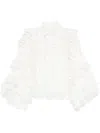 Zimmermann Crush Heart Ruffled Blouse In White