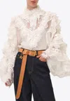Zimmermann Crush Heart Trim Blouse In Ivory In White