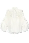 Zimmermann Crush Heart Ruffled Blouse In Ivory