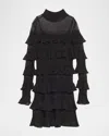 Zimmermann Zimmerman Crush High Neck Frilled Mini Dress In Black Polyester In Black