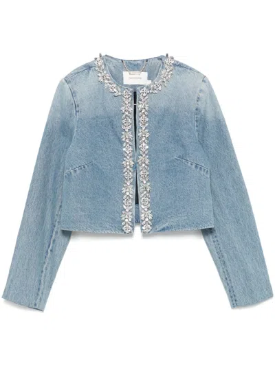 Zimmermann Womens Crush Embellished-trim Denim Jacket Blue Moon Xs
