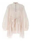 Zimmermann Crush Lace Billow Mini Dress In Nude & Neutrals