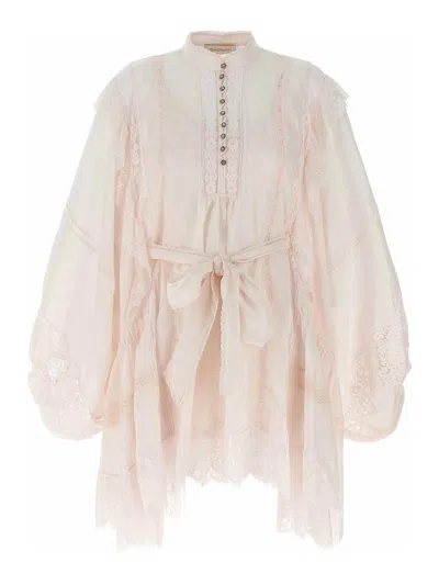 Zimmermann Crush Lace Billow Mini Dress In Multicolor