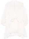 Zimmermann Crush Lace Billow Mini Dress In Pink