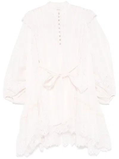 Zimmermann Crush Lace Billow Mini Dress In Multicolor