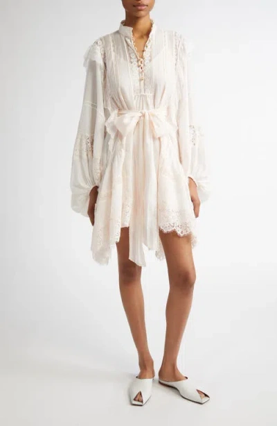 Zimmermann Crush Lace Billow Minidress In Shell