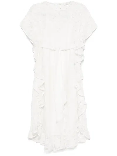 Zimmermann Halliday Belted Recycled-guipure Lace Midi Dress In Ivory