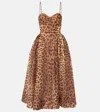 Zimmermann Crush Belted Crystal-embellished Leopard-print Linen And Silk-blend Organza Midi Dress In Multi