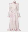 Zimmermann Crush Flower-detailed Linen-silk Midi Dress In Multi