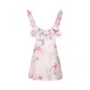 Zimmermann Crush Frill Cutout Ruffled Floral-print Linen Mini Dress In Pink