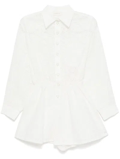 Zimmermann Crush Linen Playsuit In White