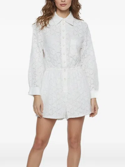 Pre-owned Zimmermann Crush Logo-embroidered Playsuit In White