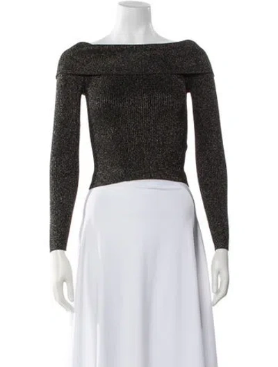 Pre-owned Zimmermann Crush Metallic Off-the-shoulder Top W/ Tags In Gray