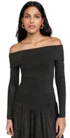 Zimmermann Crush Off-the-shoulder Cropped Metallic Stretch-knit Top In Black/gold