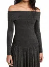 Zimmermann Crush Off-the-shoulder Cropped Metallic Stretch-knit Top In Black