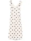 Zimmermann Polka-dot Bow-detail Linen Midi Dress In Neutrals