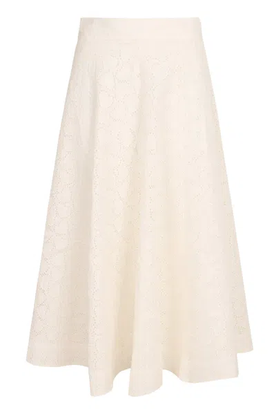 Zimmermann Crush Midi Skirt In White