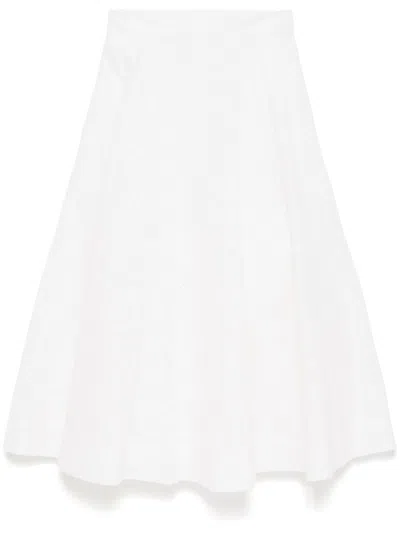 Zimmermann Crush Cotton Midi Skirt In White