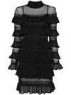 Zimmermann Zimmerman Crush High Neck Frilled Mini Dress In Black Polyester In Black