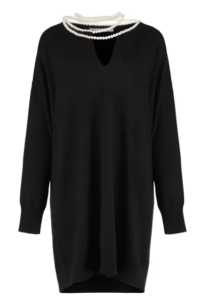 Zimmermann Crush Mini Wool Knit Dress In Black