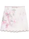 Zimmermann Delicate Floral Print Skirt With Scalloped Hemline In Multicolor