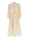 ZIMMERMANN CRUSH' MULTIcolour MIDI DRESS WITH PUFFED SLEEVES
