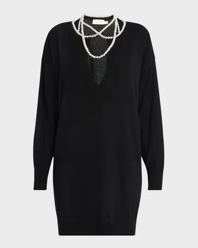 Zimmermann Crush Mini Wool Knit Dress In Black