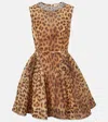 Zimmermann Crush Crystal-embellished Paneled Leopard-print Linen And Silk-blend Mini Dress In Brown