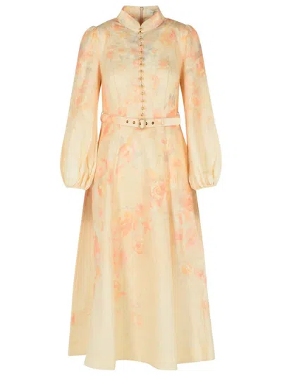 Zimmermann Crush Pink Linen Dress In Nude & Neutrals