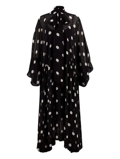 Zimmermann Womens Black Cream Dot Crush Billow Polka-dot Stretch-recycled-polyester Midi Dress