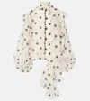 Zimmermann Crush Ruffled Polka-dot Linen And Silk-blend Organza Blouse In Multi