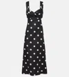 Zimmermann Crush Cutout Pleated Polka-dot Linen Midi Dress In Black