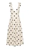 ZIMMERMANN CRUSH POLKA-DOT LINEN MIDI DRESS