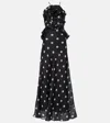 Zimmermann Crush Rosette Polka-dot Linen-silk Maxi Dress In Black