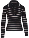 Zimmermann Crush Striped Knit Polo Top In Schwarz